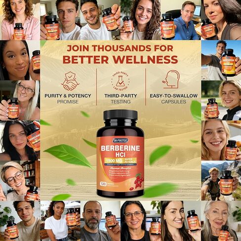 DRFOSTER Berberine HCL 1500mg, Berberine Supplement with Ceylon Cinnamon, Magnesium & Probiotics - Supports Gut Health & Immune System, Non-GMO, 120 Capsules in Kuwait