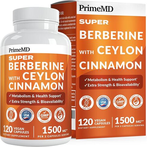 مكمل البربرين الفائق مع قرفة سيلان، والبيوبيرين، وعصير التفاح، والكركم 1500 مجم - مكمل ديهيدروبيرين 8 في 1 لدعم الصحة والتوازن بشكل عام، 120 قيراط in Kuwait