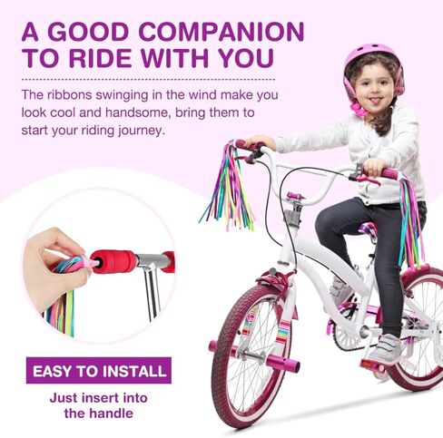 Didiseaon 1 Pair Bicycle Handlebar Streamers Colorful Ribbons Tassel for Girls Boys Bicycle Handlebar Scooter Handgrip Bike Accessories for Outdoor Adventures in Saudi Arabia