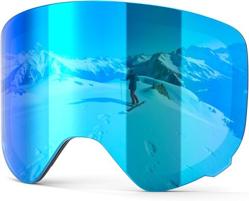 نظارات التزلج مع عدسة مغناطيسية، نظارات التزلج على الجليد للأطفال للأولاد والبنات، مضادة للضباب وحماية من الأشعة فوق البنفسجية للأعمار من 3 إلى 14 عامًا in Kuwait