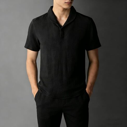 2-Piece Men’s Summer Clothing Set Short-Sleeve Polo Shirt and Linen Pants Loose Fit Casual Loungewear Tracksuit in Saudi Arabia