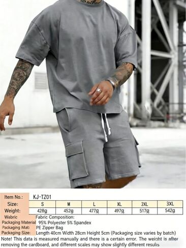 Men’s Summer Clothing Set - Oversized T-Shirt & Cargo Shorts 2-Piece Casual Athletic Outfit in Saudi Arabia