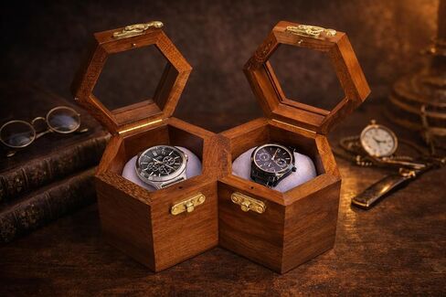 عيد أم سعيد عرض واحد مشاهدة CASE Premium Wood Watch Box منظم ، Sheesham Wood Watch Case للرجال ، والنساء مع وسادة مزدوجة وغطاء زجاجي هدية in Kuwait