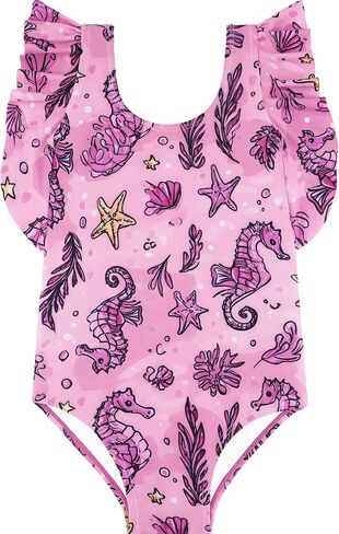 بدلة سباحة لطيفة للفتيات قطعة واحدة مع أشرطة مكشكشة، بدلة استحمام للشاطئ بعامل حماية من الأشعة فوق البنفسجية 50+ للفتيات الصغيرات المراهقات، مقاس 3M-12Y in Kuwait