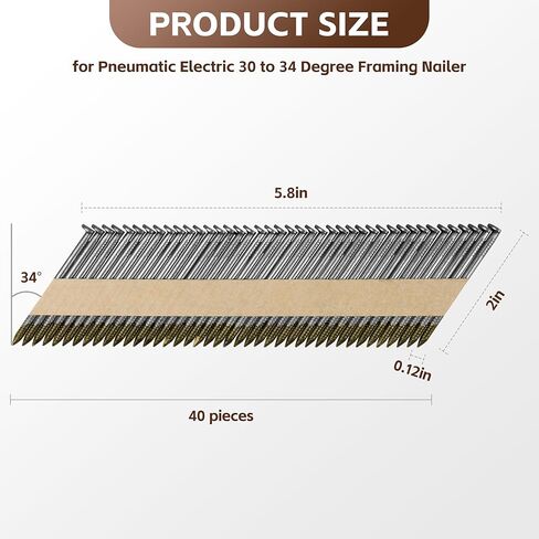 34 Degree Framing Nails,3"×.122"Ring Shank,D Head Nail,Anti-rust coating Paper Tape Strip Nails,1,000 Count in Saudi Arabia