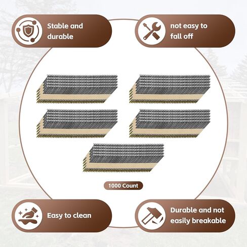 34 Degree Framing Nails,3"×.122"Ring Shank,D Head Nail,Anti-rust coating Paper Tape Strip Nails,1,000 Count in Saudi Arabia