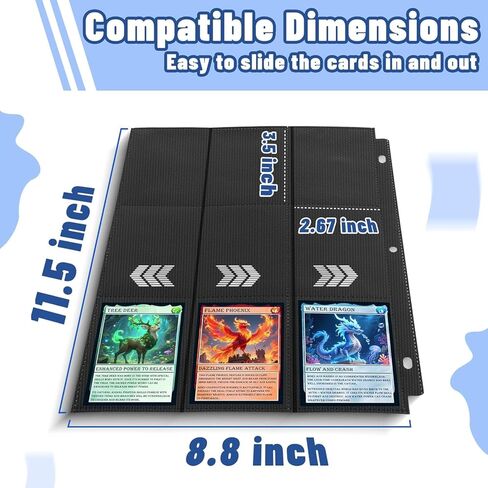 450 Pockets Trading Card Sleeves Binder, Baseball Card Binder Sleeves fit for MTG, Yugioh Cards, Standard Size Sports Card, 3 Ring Binder Card Holder Protector in Kuwait