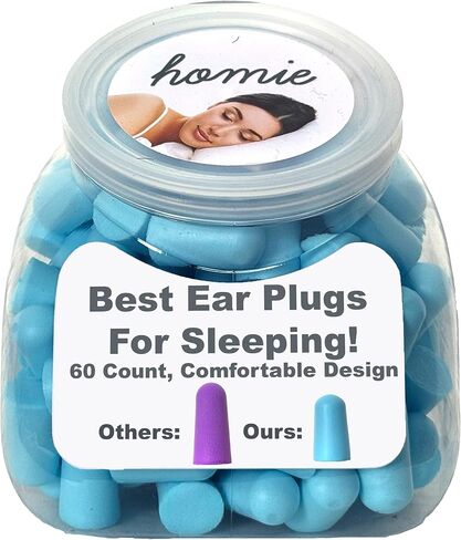 Homie Foam Earplugs for Sleeping, 60 Pair - 33dB Highest NRR, Comfortable Ear Plugs for Sleeping, Snoring, Travel, Concerts, Studying, Loud Noise, Work (Blue, 60 Count) in Kuwait