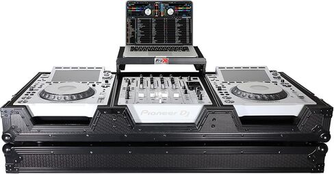 حافظة ProX XS-CDM3000WLTBL DJ Coffin لـ Pioneer 2X CDJ-3000 CD وDJM-900NXS2 خلاط مع عجلات ورف للكمبيوتر المحمول (أسود على أسود) in Saudi Arabia