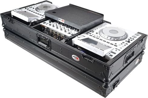 حافظة ProX XS-CDM3000WLTBL DJ Coffin لـ Pioneer 2X CDJ-3000 CD وDJM-900NXS2 خلاط مع عجلات ورف للكمبيوتر المحمول (أسود على أسود) in Saudi Arabia