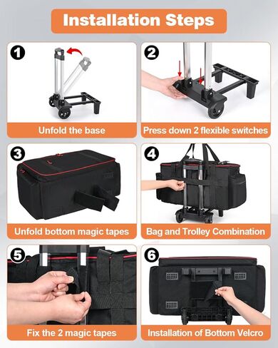 حقيبة كابل DJ كبيرة متدحرجة مع جيب للكمبيوتر المحمول والميكروفون، حقيبة معدات DJ مع فواصل وعربة قابلة للفصل، حقيبة مبطنة لتنظيم الكابلات، حقيبة أزعج مقاومة للماء لـ DJ الاحترافي، معدات الموسيقى والسفر in Kuwait