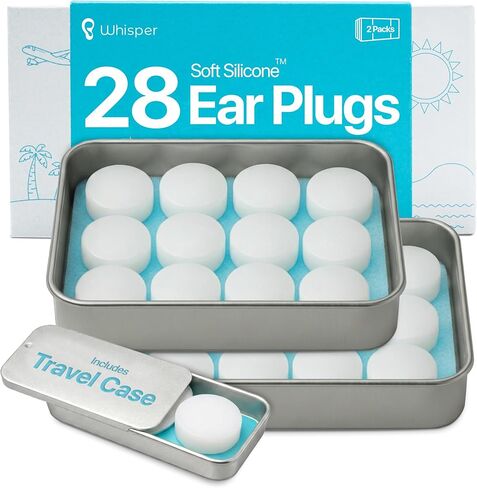 Whisper Ear Plugs (14 pcs) | Soft Silicone | Reusable Silicone Ear Plugs for Swimming, Sleep, Travel, Noise & Snoring | Moldable Comfort Fit Wax Earplugs for Sleep | Waterproof Swim Ear Plugs Adults in Saudi Arabia
