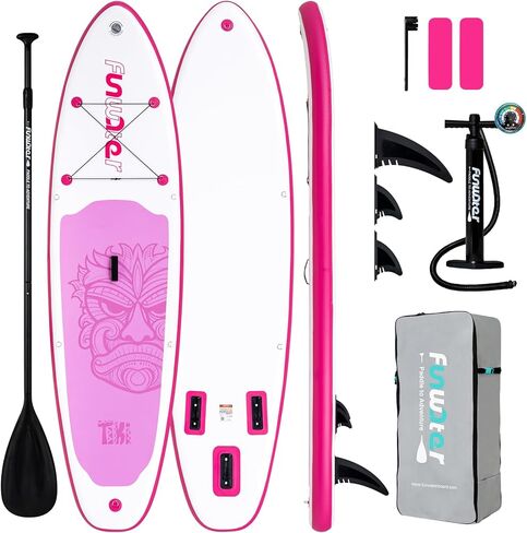 لوح التجديف القابل للنفخ من FunWater SUP مقاس 10'6×33×6" لوح تجديف قابل للنفخ خفيف للغاية مع ملحقات ISUP وزعانف ومجداف قابل للتعديل ومضخة وحقيبة ظهر in Saudi Arabia