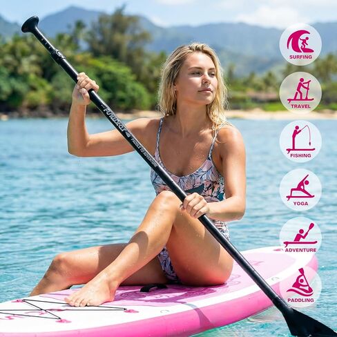 لوح التجديف القابل للنفخ من FunWater SUP مقاس 10'6×33×6" لوح تجديف قابل للنفخ خفيف للغاية مع ملحقات ISUP وزعانف ومجداف قابل للتعديل ومضخة وحقيبة ظهر in Saudi Arabia