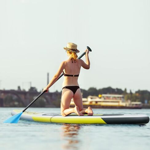 SU01 Stand Up Paddle Board, 10.6'x32''x6'' Inflatable Paddle Board with SUP Accessories, Included Hand Pump, Adjustable Paddle/Seat, Waterproof Bag, for Yoga, Fishing, Touring, Light-Blue in Saudi Arabia