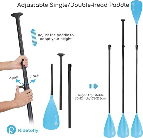 SU01 Stand Up Paddle Board, 10.6'x32''x6'' Inflatable Paddle Board with SUP Accessories, Included Hand Pump, Adjustable Paddle/Seat, Waterproof Bag, for Yoga, Fishing, Touring, Light-Blue in Saudi Arabia