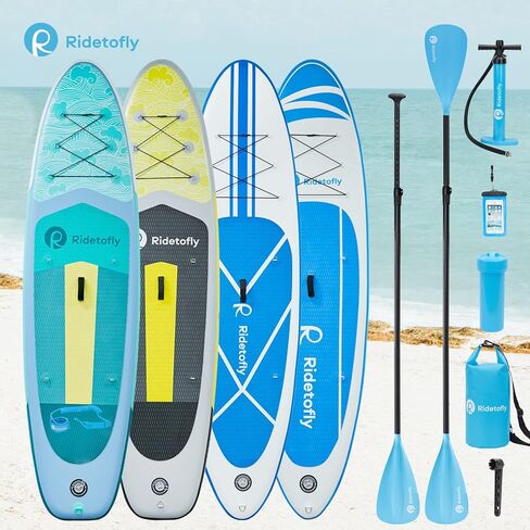 SU01 Stand Up Paddle Board, 10.6'x32''x6'' Inflatable Paddle Board with SUP Accessories, Included Hand Pump, Adjustable Paddle/Seat, Waterproof Bag, for Yoga, Fishing, Touring, Light-Blue in Saudi Arabia