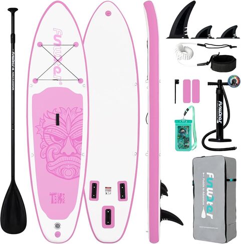 لوح التجديف القابل للنفخ من FunWater SUP مقاس 10'6×33×6" لوح تجديف قابل للنفخ خفيف للغاية مع ملحقات ISUP وزعانف ومجداف قابل للتعديل ومضخة وحقيبة ظهر in Saudi Arabia