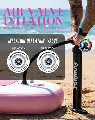 لوح التجديف القابل للنفخ من FunWater SUP مقاس 10'6×33×6" لوح تجديف قابل للنفخ خفيف للغاية مع ملحقات ISUP وزعانف ومجداف قابل للتعديل ومضخة وحقيبة ظهر in Saudi Arabia