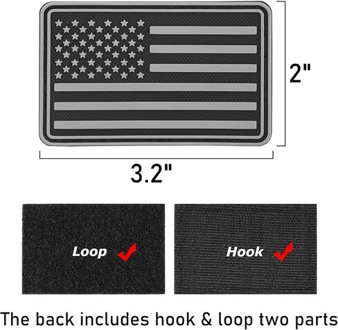 4 قطع الولايات المتحدة الأمريكية تصحيح العلم الأمريكي PVC الخطاف والحلقة قفل تصحيحات المعنيل التكتيكية (أسود + رمادي) in Kuwait