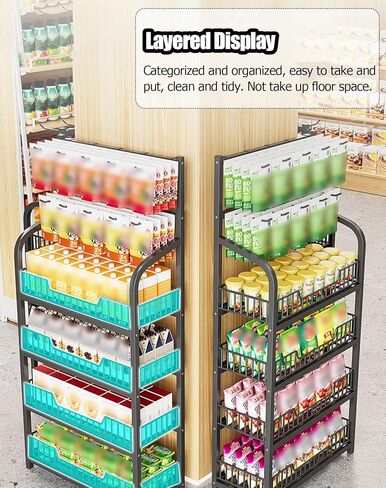 Potato Chip Snack Storage Shelf, 4 Tier Floor-Standing Display Stand for Store Cashier's Desk Bakery，Kitchen Counter Retail Basket Shelf (Color : 4 Tier White, Size : 60x27cm/23.6x10.6in) in Saudi Arabia