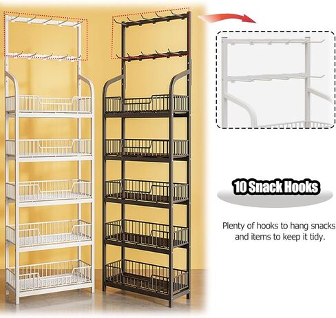 Potato Chip Snack Storage Shelf, 4 Tier Floor-Standing Display Stand for Store Cashier's Desk Bakery，Kitchen Counter Retail Basket Shelf (Color : 4 Tier White, Size : 60x27cm/23.6x10.6in) in Saudi Arabia