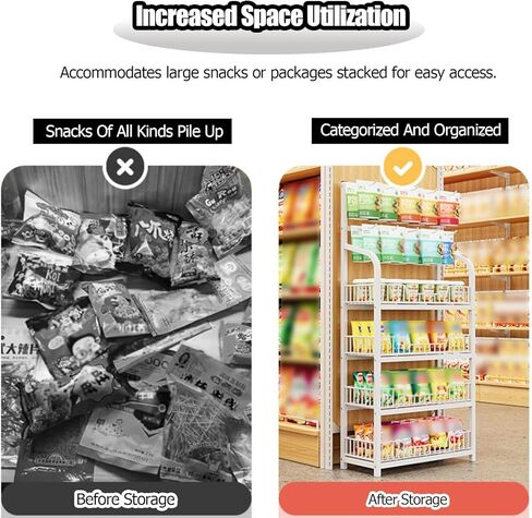 Potato Chip Snack Storage Shelf, 4 Tier Floor-Standing Display Stand for Store Cashier's Desk Bakery，Kitchen Counter Retail Basket Shelf (Color : 4 Tier White, Size : 60x27cm/23.6x10.6in) in Saudi Arabia