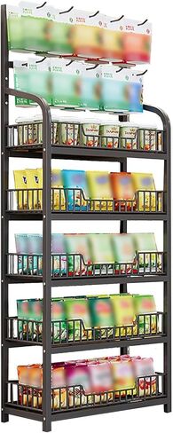 Potato Chip Snack Storage Shelf, 4 Tier Floor-Standing Display Stand for Store Cashier's Desk Bakery，Kitchen Counter Retail Basket Shelf (Color : 4 Tier White, Size : 60x27cm/23.6x10.6in) in Saudi Arabia