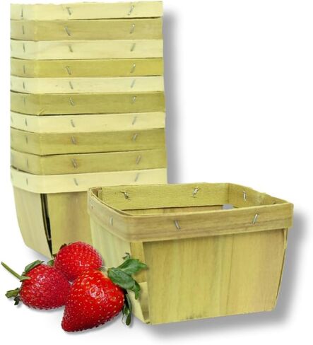 Pint Berry Baskets – Small Wooden Fruit and Vegetable Baskets – Perfect for Farmer’s Markets, Harvesting, Gifting, and Décor (12) in Kuwait