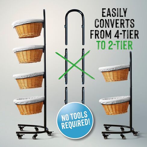 4 Tier Retail Display Stand with Wheels & Sign Clips, Brown Retail Display Rack Basket Stand, Farmers Market Display, Metal Market Display in Saudi Arabia