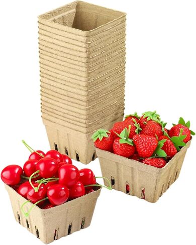 50 Pack Natural Pulp Fiber Berry Basket Molded Berry Basket Vented Produce Container for Strawberry Blueberry Raspberry Fruit Egg Vegetable in Saudi Arabia