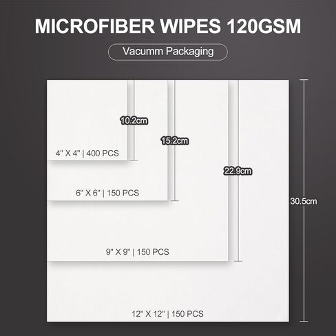 AAwipes Cleanroom Wipers 12"x12" (150 Pcs, 100% Polyester, 120GSM) Double Knit 100% Lint Free Cloths with Ultra-soft, Laser Sealed Edge Ultra-Soft Wipers CP12012 in Saudi Arabia