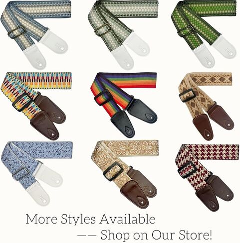 حزام الغيتار قابل للتعديل باس القيثارات الصوتية الكهربائية القيثارة الأزرق الأصفر الأبيض Argyle الجاكار التطريز القطن الكتف الأشرطة حزام مع منزلق الكربون الأسود لعازفي الجيتار in Kuwait