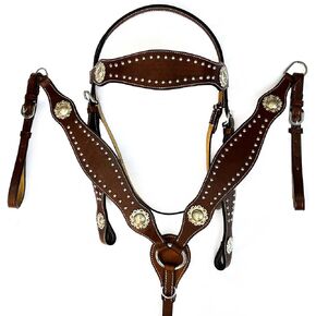 مجموعة Hulara من الجلد البرتقالي المحبب العلوي واللجام الغربي وطوق الصدر، مجموعة تثبيت الرأس وطوق صدر الحصان، طوق صدر الحصان الغربي، مجموعات اللجام الغربي، حامل رأس الحصان وطوق الثدي in Kuwait