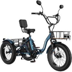 دراجة ثلاثية العجلات كهربائية بإطار سميك 1000 وات 4 بوصات من MOONCOOL للبالغين، 48 فولت 14.5 أمبير في الساعة من الألومنيوم لجميع التضاريس 20 بوصة، تعليق أمامي، 7 سرعات، 400 رطل أقصى حمولة in Kuwait