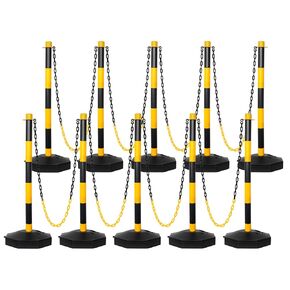 SHAREWIN 35" Parking Delineator Stanchion with Base - Post Traffic Cone, Reflective Collar Black, Yellow - Chain Barriers for Construction, Crowd Control, Events, Road Warning (6-Pack) in Kuwait
