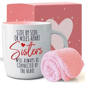 كوب قهوة وجوارب ثلاثية أفضل أخت على الإطلاق، هدايا للأخوات الصغيرات الكبيرات من الأخ، أفكار هدايا عيد الميلاد، عيد الأم في عيد الحب، إلى الأخوة الأكبر سنًا، كوب سيراميك 380 مل in Kuwait