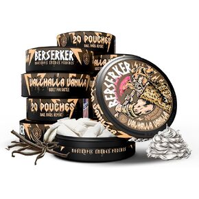 Berserker Focus Pouches - Valhalla Vanilla - Caffeine Infused - 100mg Per Pouch - Nootropic Enhanced - 10 Pack - Tobacco & Nicotine Free - Energy Drink Replacement in Kuwait