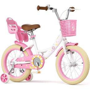 Glaf 12 14 16 Inch Girls Bike with Training Wheels Toddler Kids Bike Bicycles for 2-9 Years Old Bike with Basket and Doll Seat in Kuwait