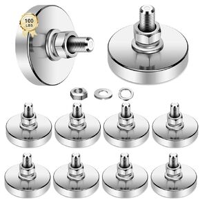 Super Strong Neodymium Round Magnet with M6 Male Thread Nuts Bolts 100 lb Corrosion-Resistant Mounting Magnet for Lighting Camera and Other Brackets Outdoor Tools 32mm D - 20 Packs in Kuwait