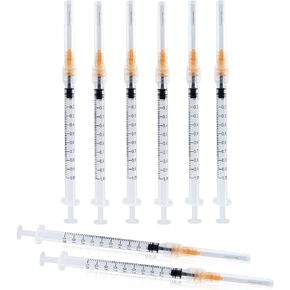 1ml Syringes with Needle 25G 1 Inch, Sterile Individually Wrapped, 1cc Syringe Luer Lock Tip, 100-Pack Scientific Lab Use in Kuwait