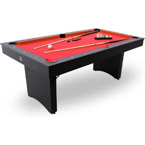 6 FT Pool Table. Includes Billiard Tables Accessories- 2 Pool Cues, Set of Balls, Triangle, Pool Table Brush, Chalk, No Assembly, Portable in Kuwait