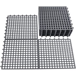 24 Pack Non Slip Shower Floor Mat, 12.2x12.2Inch Soft PVC Non Slip Shower Floor Mat Drainage Interlocking Floor Tiles for Drain Pool Patio Balcony Kennel Poultry Floor Grid, Gray in Kuwait
