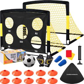 EcoKitchen5Stars Pop Up Soccer Goals Set of 2, 4x3 ft Portable Soccer Goal for Kids, Soccer Net for Backyard with Carry Bag, Small Foldable Indoor Outdoor Training Equipment for Toddlers and Youth. in Saudi Arabia