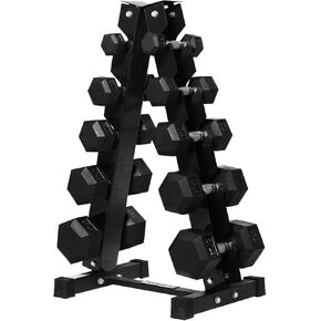 مجموعة دمبل سداسية مطاطية من RITFIT مع حامل، قلب من الحديد الزهر شديد التحمل 180-780 رطل، مقبض من الكروم المخرش، رف تخزين موفر للمساحة لتدريب القوة في صالة الألعاب الرياضية المنزلية in Kuwait