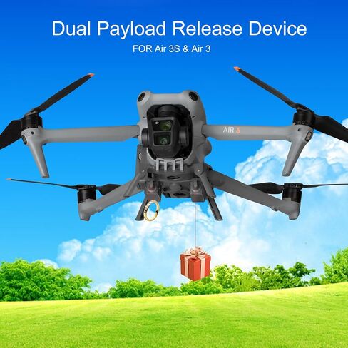 Dual Release and Drop Device System for DJI Air 3S,Air 3 Drone,Droper Fishing Hook Release Kit,Payload Delivery Accessories in Saudi Arabia