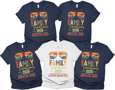 Family Vacation 2025 Custom Location or Family Name T-Shirt - Matching Tees for Summer Beach Holiday Trips in Kuwait