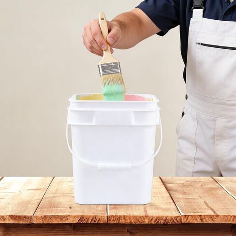 Zopnny 3 Gallon Square Food Grade Bucket Pail with Lid, Multifunctional Industrial Bucket Container for Storing Dry Food Charcoal Camping Fishing (Pack of 4) in Kuwait