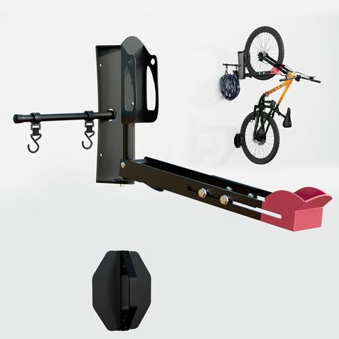 رف جدار الدراجة الدوارة الحائط - توفير مساحة تخزين للدراجات الرأسية للجبال والطريق وتنظيم دراجات الأطفال مع حماية مضادة للخلع وسهلة التثبيت (كحد أقصى 70 رطلاً) (2 مساءً) in Kuwait