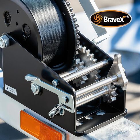 Bravex Boat Trailer Winch 3500lbs with 33FT Strap, Heavy Duty Portable Hand Winch 2 Way Ratchet Ratchet 4:1/8:1 Gear Ratio, Manual Handle Winch Crank Winch for Boat, Trailer, Marine in Kuwait